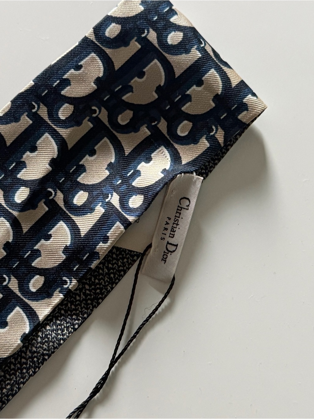 Dior Oblique Mitzah Scarf in Navy and White - Picture 6 of 7